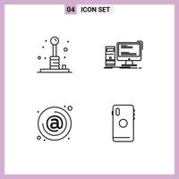 Pack of 4 Modern Filledline Flat Colors Signs and Symbols for Web Print Media such as arcade personal play desktop at Editable Vector Design Elements