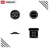 4 Universal Solid Glyphs Set for Web and Mobile Applications business hipster vision timer male Editable Vector Design Elements