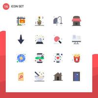 Pictogram Set of 16 Simple Flat Colors of down shop success real vacuum Editable Pack of Creative Vector Design Elements