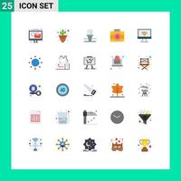 User Interface Pack of 25 Basic Flat Colors of computer digital golf computer stand Editable Vector Design Elements