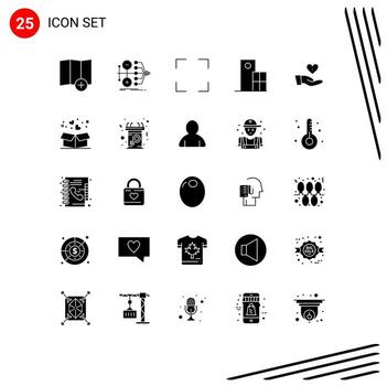 Modern Set of 25 Solid Glyphs and symbols such as donation structure full modern building Editable Vector Design Elements