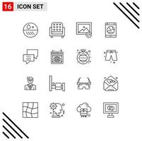 16 User Interface Outline Pack of modern Signs and Symbols of chat smartphone image online connection Editable Vector Design Elements