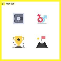 Group of 4 Modern Flat Icons Set for locker cup men gander prize Editable Vector Design Elements