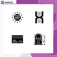 Universal Icon Symbols Group of 4 Modern Solid Glyphs of gdpr card protection education ecommerce Editable Vector Design Elements