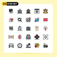 25 iconos creativos modernos signos y símbolos de educación ver video aprender video reproducir medios reproducir elementos de diseño vectorial editables vector