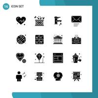 Pictogram Set of 16 Simple Solid Glyphs of education send hand message drop Editable Vector Design Elements