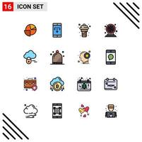 Set of 16 Modern UI Icons Symbols Signs for cloud game mobile application fun meal Editable Creative Vector Design Elements