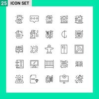 Group of 25 Modern Lines Set for list house process home building Editable Vector Design Elements