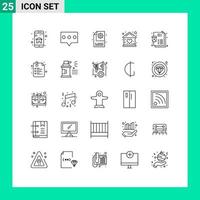 Group of 25 Modern Lines Set for list house process home building Editable Vector Design Elements