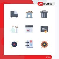 Modern Set of 9 Flat Colors and symbols such as gdpr document flask web browser Editable Vector Design Elements