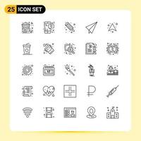 Set of 25 Modern UI Icons Symbols Signs for arrows plane text paper plane meal Editable Vector Design Elements