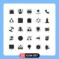 25 iconos creativos signos y símbolos modernos de tarjeta de llamada telefónica sol playa elementos de diseño vectorial editables vector