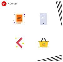 User Interface Pack of 4 Basic Flat Icons of ad left phone android cart Editable Vector Design Elements