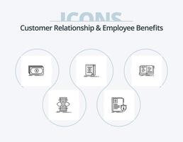 Customer Relationship And Employee Benefits Line Icon Pack 5 Icon Design. man. movie. man. theater. sheild vector