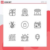 9 Universal Outlines Set for Web and Mobile Applications payday calendar home symbols ancient Editable Vector Design Elements