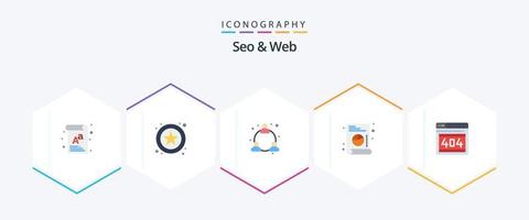 Seo and Web 25 Flat icon pack including . webpage. user. web. list vector