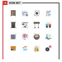 Modern Set of 16 Flat Colors Pictograph of architecture page control document analytics Editable Pack of Creative Vector Design Elements