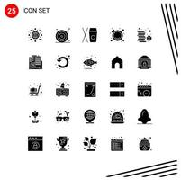 User Interface Pack of 25 Basic Solid Glyphs of irish coin target wedding engagement Editable Vector Design Elements