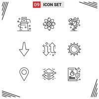 9 Creative Icons Modern Signs and Symbols of right arrow laboratory down wedding Editable Vector Design Elements