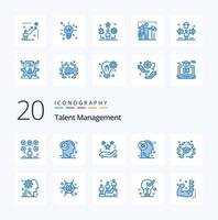 20 Talent Management Blue Color icon Pack like processing user human gift star vector