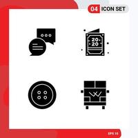 4 Universal Solid Glyphs Set for Web and Mobile Applications chat transport card new year van Editable Vector Design Elements