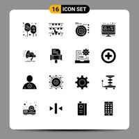 User Interface Pack of 16 Basic Solid Glyphs of display account decoration solar orbit Editable Vector Design Elements
