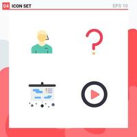 Set of 4 Vector Flat Icons on Grid for arbiter education linesman question school Editable Vector Design Elements