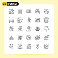 Universal Icon Symbols Group of 25 Modern Lines of communication wifi book things internet Editable Vector Design Elements