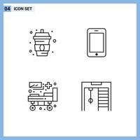 4 User Interface Line Pack of modern Signs and Symbols of drink hospital water phone patient bed Editable Vector Design Elements