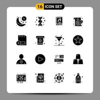 Mobile Interface Solid Glyph Set of 16 Pictograms of privacy medical genetic video multimedia Editable Vector Design Elements