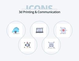 Paquete de 5 iconos planos de impresión y comunicación en 3D Diseño de iconos. enlace. comunicación. objeto. fuerza. energía vector