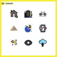 Set of 9 Modern UI Icons Symbols Signs for reserve golden bicycle deposit gold Editable Vector Design Elements