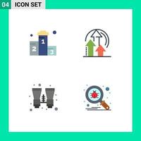 Modern Set of 4 Flat Icons and symbols such as award binocular won method search Editable Vector Design Elements