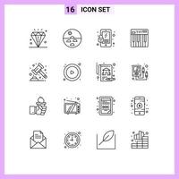 conjunto de 16 iconos modernos de la interfaz de usuario símbolos signos para la subasta controlador de teclado de piel midi elementos de diseño vectorial editables vector