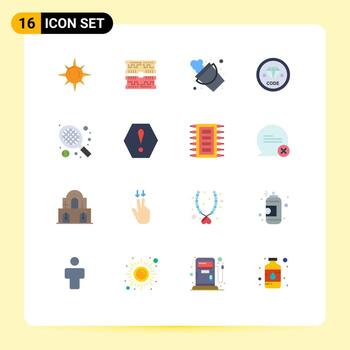 Set of 16 Modern UI Icons Symbols Signs for sport programming fire development coding Editable Pack of Creative Vector Design Elements