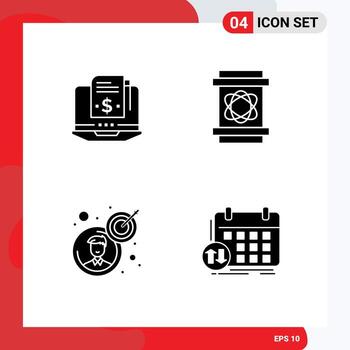 Pictogram Set of Simple Solid Glyphs of subscription goal digital science target Editable Vector Design Elements
