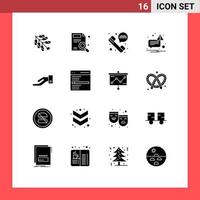 Pictogram Set of 16 Simple Solid Glyphs of communication hand phone call alms not Editable Vector Design Elements