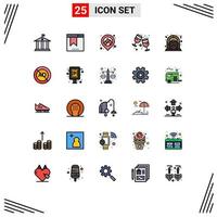 Set of 25 Modern UI Icons Symbols Signs for fire culture location christmas glass Editable Vector Design Elements