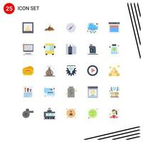 Editable Vector Line Pack of 25 Simple Flat Colors of website site navigation layout web Editable Vector Design Elements