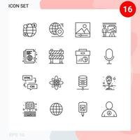 16 Outline concept for Websites Mobile and Apps file report gallery businessman man Editable Vector Design Elements