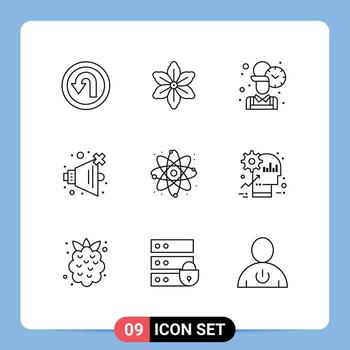 paquete de 9 signos y símbolos de esquemas modernos para medios de impresión web como el volumen de empleados de física científica sin elementos de diseño vectorial editables vector