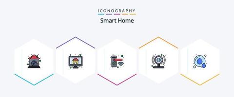Smart Home 25 FilledLine icon pack including recycle. smart cam. screen. cam. security vector