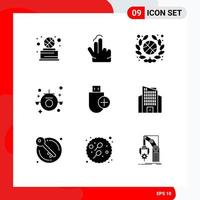 Modern Set of 9 Solid Glyphs and symbols such as devices add team travel holiday Editable Vector Design Elements