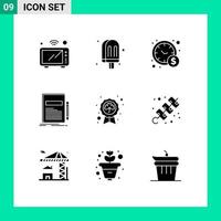 Set of 9 Modern UI Icons Symbols Signs for day paper meal file business Editable Vector Design Elements