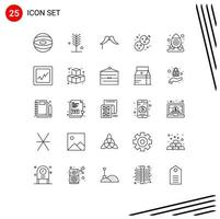 Group of 25 Modern Lines Set for cosmos dessert moustache cookie men Editable Vector Design Elements