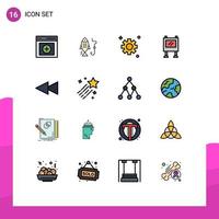 paquete de iconos de vector de stock de 16 signos y símbolos de línea para carteles de asteroides hacia atrás que anuncian elementos de diseño de vectores creativos editables