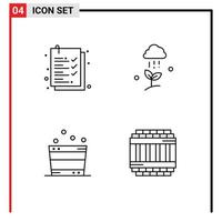 User Interface Pack of 4 Basic Filledline Flat Colors of check list relax cloud rain spring spa Editable Vector Design Elements