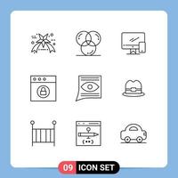 Set of 9 Modern UI Icons Symbols Signs for contact mac computer lock mobile Editable Vector Design Elements