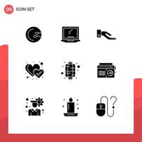 Set of 9 Modern UI Icons Symbols Signs for new chinese laptop like favorite Editable Vector Design Elements