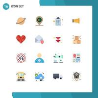 Set of 16 Modern UI Icons Symbols Signs for like heart check list speaker announce Editable Pack of Creative Vector Design Elements